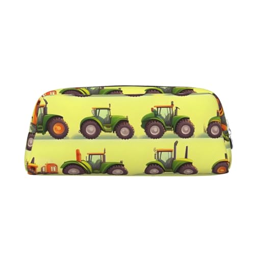 YQxwJL Green Fields Farming Machine Print Großkapazität Federmäppchen, Schlamperetui mit Reißverschluss, langlebige Leder Federmappe für Büro, Reisen von YQxwJL