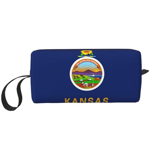 YQxwJL Kansas Kosmetiktasche mit Staatsflaggen-Druck, Geschenke für Frauen, tragbare Make-up-Tasche für Frauen, Mutter, Schwester, Weiss/opulenter Garten, Einheitsgröße von YQxwJL