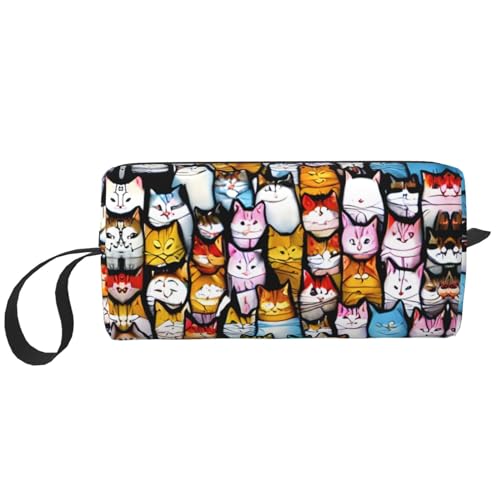 YQxwJL Kosmetiktasche mit Cartoon-Katzen-Aufdruck, Geschenke für Frauen, tragbare Make-up-Tasche für Frauen, Mutter, Schwester, Weiss/opulenter Garten, Einheitsgröße von YQxwJL