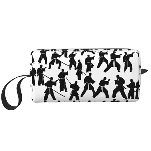 YQxwJL Kosmetiktasche mit Silhouetten von Kampfsport-Druck, Geschenke für Frauen, tragbare Make-up-Tasche für Frauen, Mutter, Schwester, Weiss/opulenter Garten, Einheitsgröße von YQxwJL