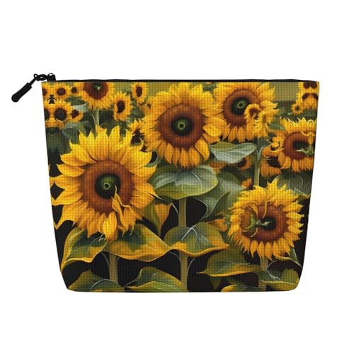 YQxwJL Kosmetiktasche mit Sonnenblumen-Aufdruck, Make-up-Tasche, Organizer mit Reißverschluss, niedliche Make-up-Tasche, Reisegröße, Schwarz, Einheitsgröße YQxwJL Kosmetiktasche mit Sonnenblumen-Aufdruck, Make-up-Tasche, Organizer mit Reißverschluss, niedliche Make-up-Tasche, Reisegröße, Schwarz, Einheitsgröße von YQxwJL