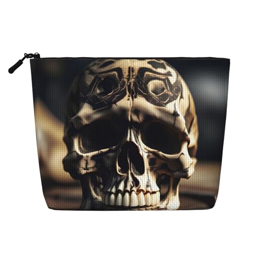 YQxwJL Kosmetiktasche mit Totenkopf-Motiv, Skelett-Design, Make-up-Tasche, Organizer mit Reißverschluss, niedliche Make-up-Tasche, Reisegröße, Schwarz, Einheitsgröße von YQxwJL