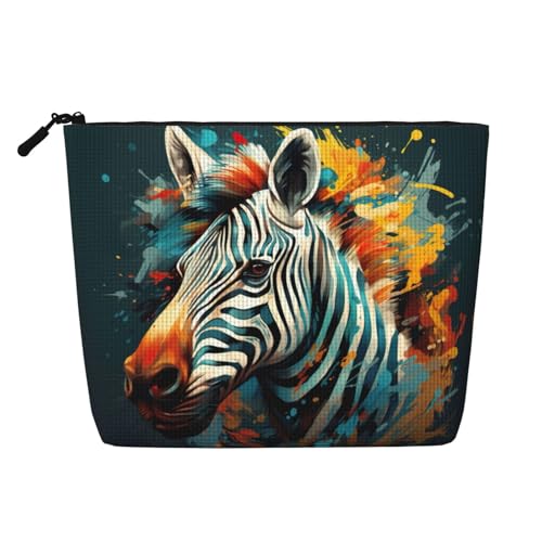 YQxwJL Kosmetiktasche mit abstraktem Tier-Zebramuster, Make-up-Tasche, Organizer mit Reißverschluss, niedliche Make-up-Tasche, Reisegröße, Schwarz, Einheitsgröße von YQxwJL