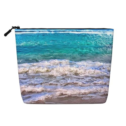YQxwJL Kosmetiktasche mit tropischem Meeresaufdruck, Make-up-Tasche, Organizer mit Reißverschluss, niedliche Make-up-Tasche, Reisegröße, Kulturbeutel, Schwarz, Einheitsgröße von YQxwJL