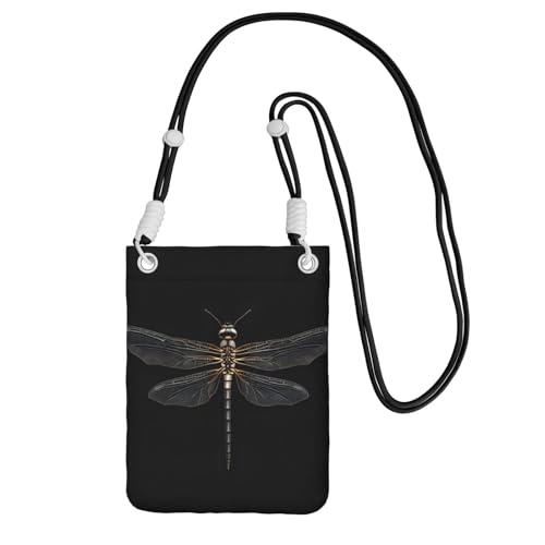 YQxwJL Libellen-Umhängetasche für Männer und Frauen, lässige Mini-Handygeldbörsen, Anti-Diebstahl-Handytasche, für Wandern, Reisen, Schwarz, Einheitsgröße von YQxwJL
