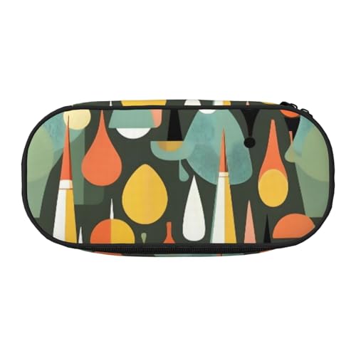 YQxwJL Mid Century Federmäppchen, modernes Retro-Design mit Tropfenformen, großes Fassungsvermögen, schwarz, Stifteetui, Organizer für Büro, Uni von YQxwJL