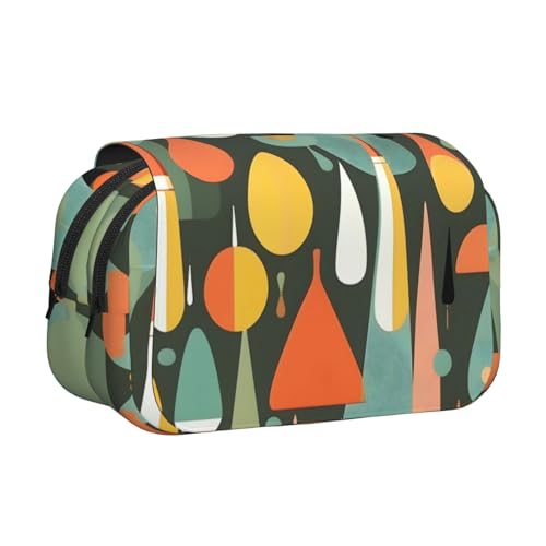 YQxwJL Mid Century Federmäppchen, modernes Retro-Design mit Tropfenformen, großes Fassungsvermögen, tragbar, großes Federmäppchen mit Reißverschluss, für Büro und Zuhause von YQxwJL