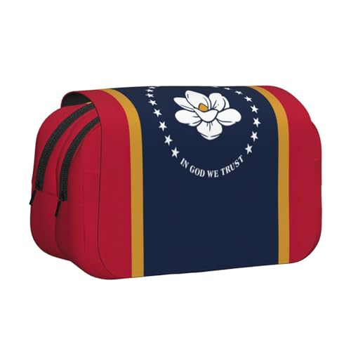 YQxwJL Mississippi Federmäppchen mit Staatsflaggen-Druck, großes Fassungsvermögen, tragbar, großes Federmäppchen mit Reißverschluss, für Büro und Zuhause von YQxwJL