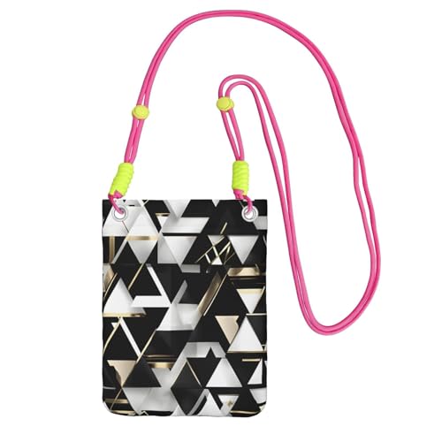 YQxwJL Modische moderne Umhängetasche mit Dreiecksdruck für Männer und Frauen, lässige Mini-Handygeldbörsen, Anti-Diebstahl-Handytasche, für Wandern, Reisen, Fuchusia, Einheitsgröße von YQxwJL