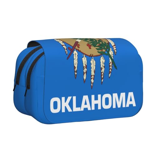 YQxwJL Oklahoma Federmäppchen mit Staatsflaggen-Druck, großes Fassungsvermögen, tragbar, großes Federmäppchen mit Reißverschluss, für Büro und Zuhause von YQxwJL