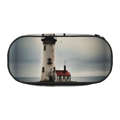 YQxwJL Old Lighthouse, Standard-Skala, 2_00x Druck, großes Fassungsvermögen, Federmäppchen, Stifteetui, Organizer für Büro, Uni, Schwarz von YQxwJL