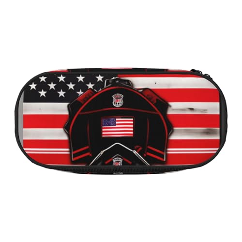 YQxwJL Red Line Federmäppchen mit Feuerwehrmann-Flagge, großes Fassungsvermögen, schwarz, Stifteetui, Organizer für Büro, Uni von YQxwJL