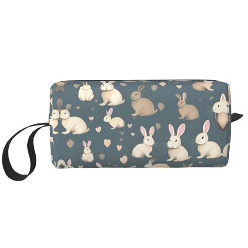 YQxwJL Reise-Kosmetiktasche mit Kaninchen-Hintergrund, Geschenke für Frauen, tragbare Make-up-Tasche für Frauen, Mutter, Schwester, Weiss/opulenter Garten, Einheitsgröße von YQxwJL