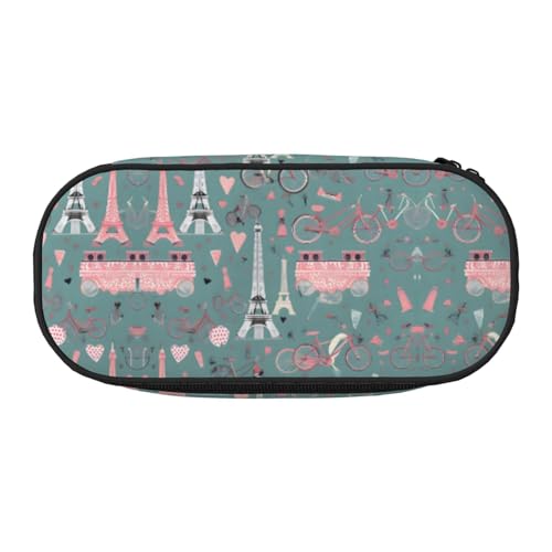 YQxwJL Romantisches Federmäppchen mit Eiffelturm-Motiv, großes Fassungsvermögen, schwarz, Stifteetui, Organizer für Büro, Uni von YQxwJL