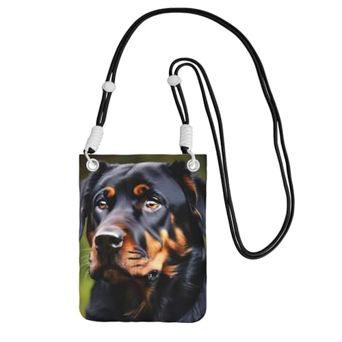 YQxwJL Rottweiler-Muster-Druck-Schultertasche für Männer und Frauen, lässige Mini-Handygeldbörsen, Anti-Diebstahl-Handytasche, für Wandern, Reisen, Schwarz, Einheitsgröße von YQxwJL