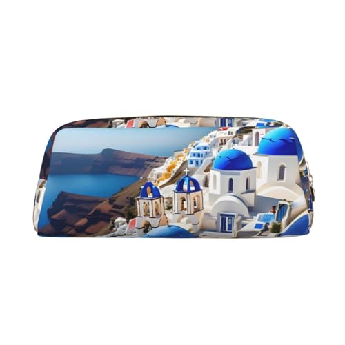 YQxwJL Santorini Federmäppchen mit griechischer Insel und Meerblick, großes Fassungsvermögen, Federmäppchen mit Reißverschluss, strapazierfähiges Leder-Federmäppchen für Büro, Reisen YQxwJL Santorini Federmäppchen mit griechischer Insel und Meerblick, großes Fassungsvermögen, Federmäppchen mit Reißverschluss, strapazierfähiges Leder-Federmäppchen für Büro, Reisen von YQxwJL