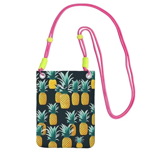 YQxwJL Schultertasche mit Ananas-Aufdruck für Männer und Frauen, lässige Mini-Handygeldbörsen, Anti-Diebstahl-Handytasche, für Wandern, Reisen, Fuchusia, Einheitsgröße von YQxwJL