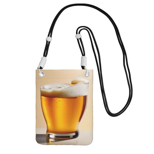 YQxwJL Schultertasche mit Bierschaumdruck für Männer und Frauen, lässige Mini-Handygeldbörsen, Anti-Diebstahl-Handytasche, für Wandern, Reisen, Schwarz, Einheitsgröße von YQxwJL