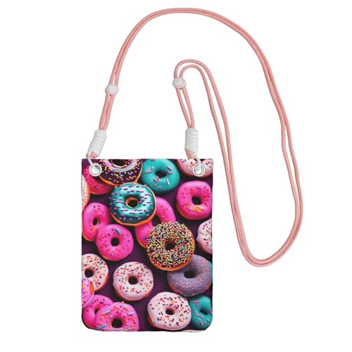 YQxwJL Schultertasche mit Donut-Aufdruck für Männer und Frauen, lässige Mini-Handygeldbörsen, Anti-Diebstahl-Handytasche, für Wandern, Reisen, Pink, Einheitsgröße von YQxwJL