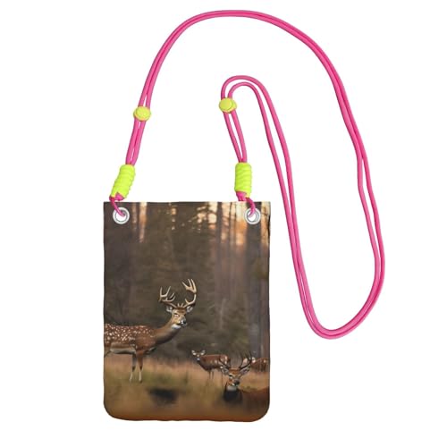 YQxwJL Schultertasche mit Hirschjagd-Aufdruck für Männer und Frauen, lässige Mini-Handygeldbörsen, Anti-Diebstahl-Handytasche, für Wandern, Reisen, Fuchusia, Einheitsgröße von YQxwJL