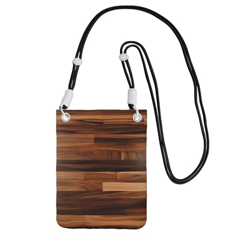 YQxwJL Schultertasche mit Holzmaserung für Männer und Frauen, lässige Mini-Handygeldbörsen, Anti-Diebstahl-Handytasche, für Wandern, Reisen, Schwarz, Einheitsgröße von YQxwJL