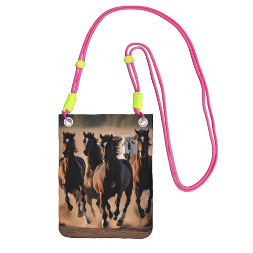 YQxwJL Schultertasche mit Laufpferd-Aufdruck für Männer und Frauen, lässige Mini-Handygeldbörsen, Anti-Diebstahl-Handytasche, für Wandern, Reisen, Fuchusia, Einheitsgröße von YQxwJL