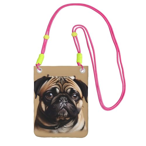 YQxwJL Schultertasche mit Mops-Aufdruck für Männer und Frauen, lässige Mini-Handygeldbörsen, Anti-Diebstahl-Handytasche, für Wandern, Reisen, Fuchusia, Einheitsgröße von YQxwJL