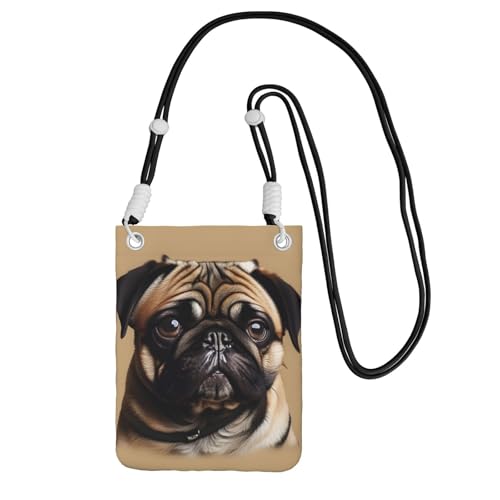 YQxwJL Schultertasche mit Mops-Aufdruck für Männer und Frauen, lässige Mini-Handygeldbörsen, Anti-Diebstahl-Handytasche, für Wandern, Reisen, Schwarz, Einheitsgröße von YQxwJL