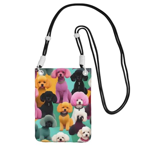 YQxwJL Schultertasche mit Pudel-Aufdruck für Männer und Frauen, lässige Mini-Handygeldbörsen, Anti-Diebstahl-Handytasche, für Wandern, Reisen, Schwarz, Einheitsgröße von YQxwJL