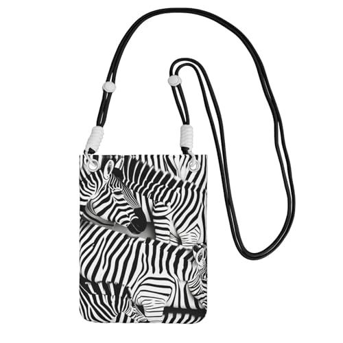 YQxwJL Schultertasche mit Zebramuster für Männer und Frauen, lässige Mini-Handygeldbörsen, Anti-Diebstahl-Handytasche, für Wandern, Reisen, Schwarz, Einheitsgröße von YQxwJL