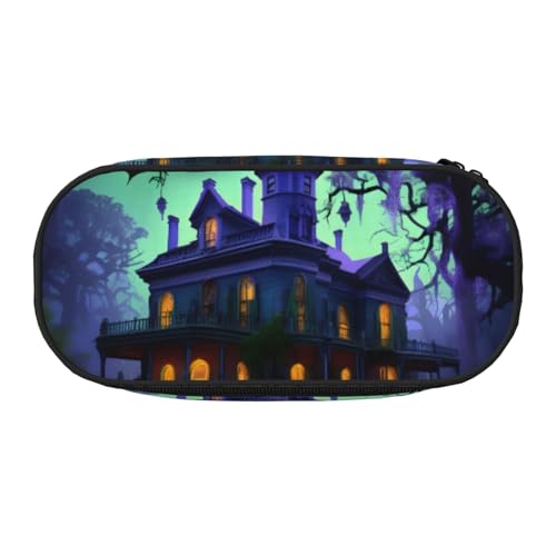 YQxwJL Schwarzes Federmäppchen mit Spukmansion-Aufdruck, großes Fassungsvermögen, schwarze Farbe, Stiftebeutel, Federmäppchen, Organizer für Büro, Uni YQxwJL Schwarzes Federmäppchen mit Spukmansion-Aufdruck, großes Fassungsvermögen, schwarze Farbe, Stiftebeutel, Federmäppchen, Organizer für Büro, Uni von YQxwJL