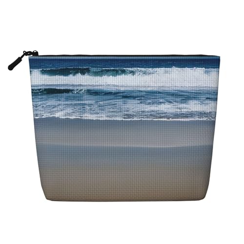 YQxwJL Serene Kosmetiktasche mit Küstenaufdruck, Make-up-Tasche, Organizer mit Reißverschluss, niedliche Make-up-Tasche, Reisegröße, Schwarz, Einheitsgröße von YQxwJL