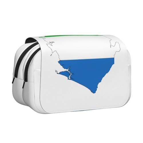 YQxwJL Sierra Leone Federmäppchen mit Flaggen-Motiv, großes Fassungsvermögen, tragbar, großes Federmäppchen mit Reißverschluss, für Büro und Zuhause von YQxwJL