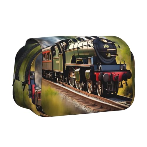 YQxwJL Steam Little Train Federmäppchen, großes Fassungsvermögen, tragbar, mit Reißverschluss, für Büro und Zuhause von YQxwJL