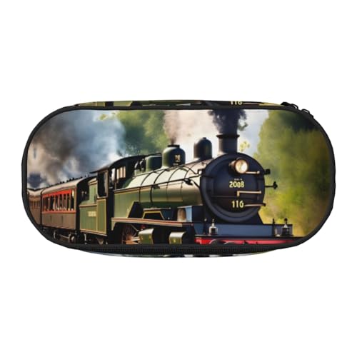 YQxwJL Steam Little Train Federmäppchen mit großem Fassungsvermögen, schwarz, Stifteetui, Organizer für Büro, Uni von YQxwJL