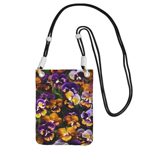 YQxwJL Stiefmütterchen Perfection Print Sling Bag für Männer und Frauen, lässige Mini-Handygeldbörsen, Anti-Diebstahl-Handytasche, für Wandern, Reisen, Schwarz, Einheitsgröße von YQxwJL