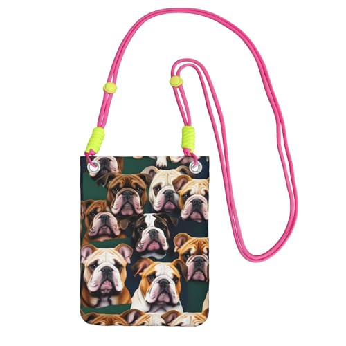 YQxwJL Süße Umhängetasche mit englischer Bulldogge für Männer und Frauen, lässige Mini-Handygeldbörsen, Anti-Diebstahl-Handytasche, für Wandern, Reisen, Fuchusia, Einheitsgröße von YQxwJL