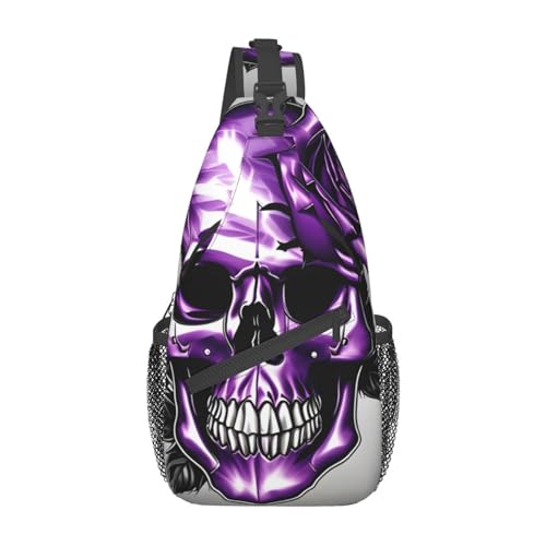YQxwJL Umhängetasche für Herren und Damen, Motiv: lila Rose und Totenkopf, für Workout/Laufen/Wandern, Lila Rose und Totenkopf, Einheitsgröße YQxwJL Umhängetasche für Herren und Damen, Motiv: lila Rose und Totenkopf, für Workout/Laufen/Wandern, Lila Rose und Totenkopf, Einheitsgröße von YQxwJL