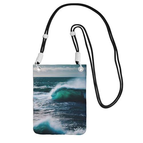 YQxwJL Umhängetasche mit Meerwasser-Druck, für Herren und Damen, lässige Mini-Handytasche, Anti-Diebstahl-Handytasche, für Wandern, Reisen, Schwarz, Einheitsgröße von YQxwJL