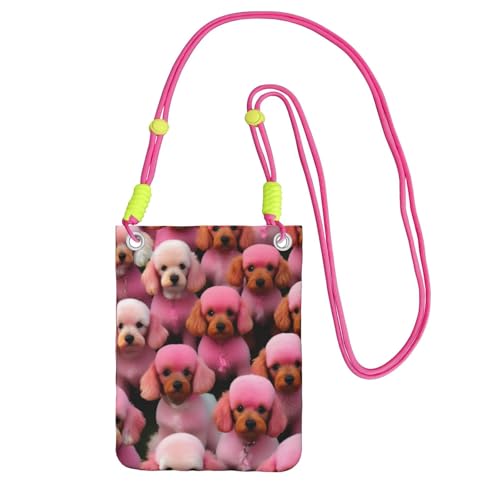 YQxwJL Umhängetasche mit rosa Pudel-Motiv, für Männer und Frauen, lässige Mini-Handytasche, Anti-Diebstahl-Handytasche, für Wandern, Reisen, Fuchusia, Einheitsgröße von YQxwJL