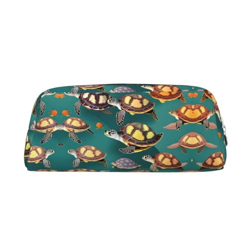 YQxwJL Viele Tiere Meeresschildkröten Druck große Kapazität Federmäppchen, Schlamperetui mit Reißverschluss, langlebige Leder Federmappe für Büro, Reisen, ysilver, One Size, Tasche von YQxwJL