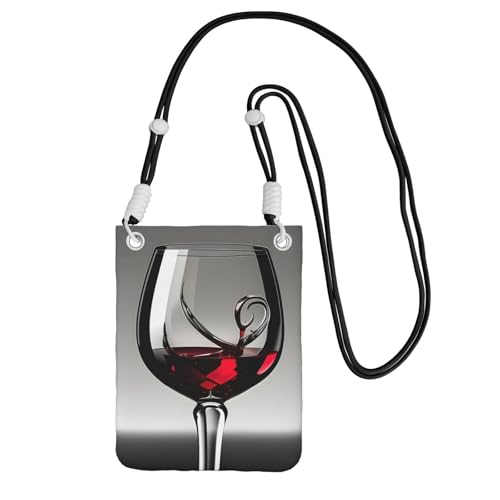 YQxwJL Weinglas-Druck-Schultertasche für Männer und Frauen, lässige Mini-Handygeldbörsen, Anti-Diebstahl-Handytasche, für Wandern, Reisen, Schwarz, Einheitsgröße von YQxwJL