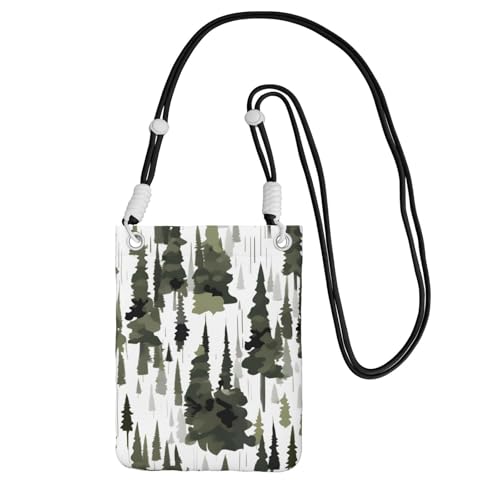 YQxwJL Weiße Bäume Camouflage-Muster für Männer und Frauen, lässige Mini-Handygeldbörsen, Anti-Diebstahl-Handytasche, für Wandern, Reisen, Schwarz, Einheitsgröße von YQxwJL