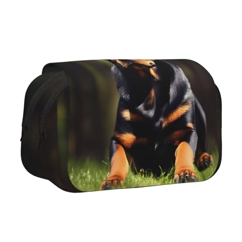 YQxwJL rottweiler Federmäppchen mit Tapetendruck, großes Fassungsvermögen, tragbar, große Bleistifttasche mit Reißverschluss, für Büro und Zuhause, Schwarz, One Size, Modern von YQxwJL