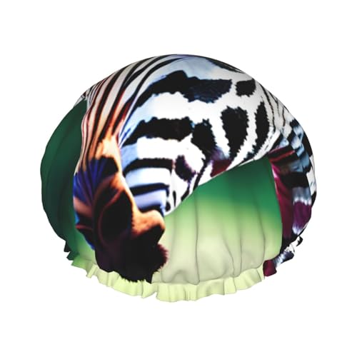 Zebra Giraffe Print Duschhaube Duschhaube Damen Duschhaube Wiederverwendbare Wasserdicht Schnelltrocknend Duschhaube von YQxwJL