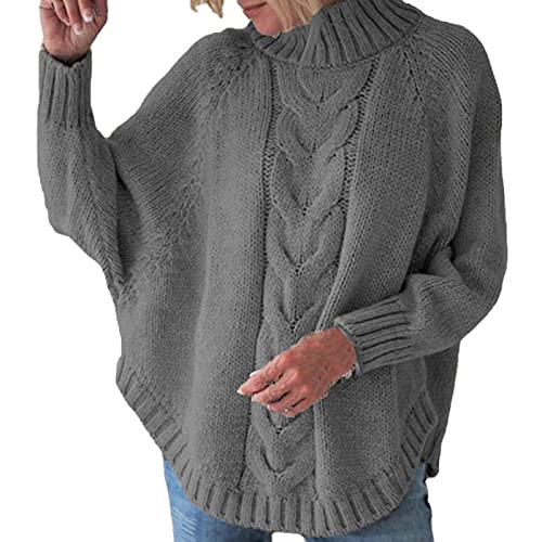 Langarmshirt Damen Set Solide Pullover Langarm O-Ausschnitt Fledermausärmel Stricken Plus Size Pullover Pullover Damen Langarm Elegant Pullover Winter Sale Herren Schwarzer Pulli Damen V Ausschnitt von YRASILAND