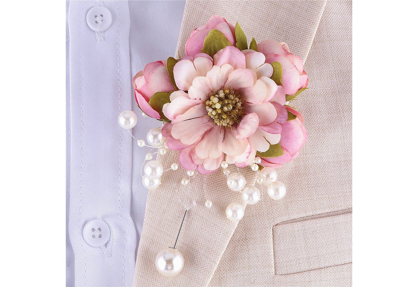 YRIIOMO Ansteckblüte 2 Stück rosa Braut- und Bräutigam-Corsage, Hochzeits-Corsage, Bräutigam-Corsage von YRIIOMO