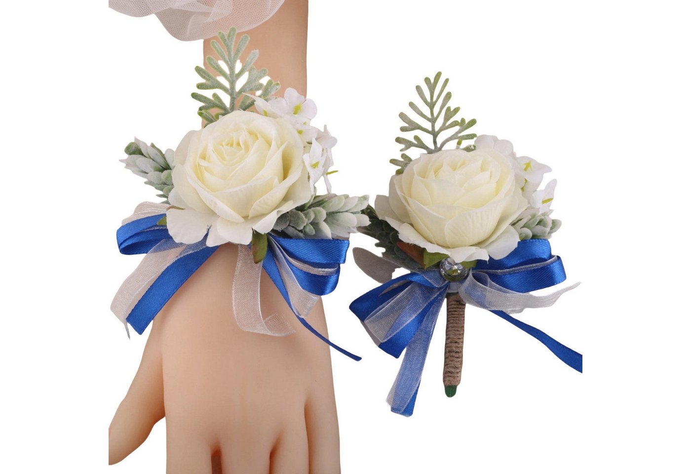 YRIIOMO Ansteckblüte Ein Set aus kombinierten Hochzeits-Braut- und Bräutigam-Kleid-Corsage, -Handgelenksblumen von YRIIOMO