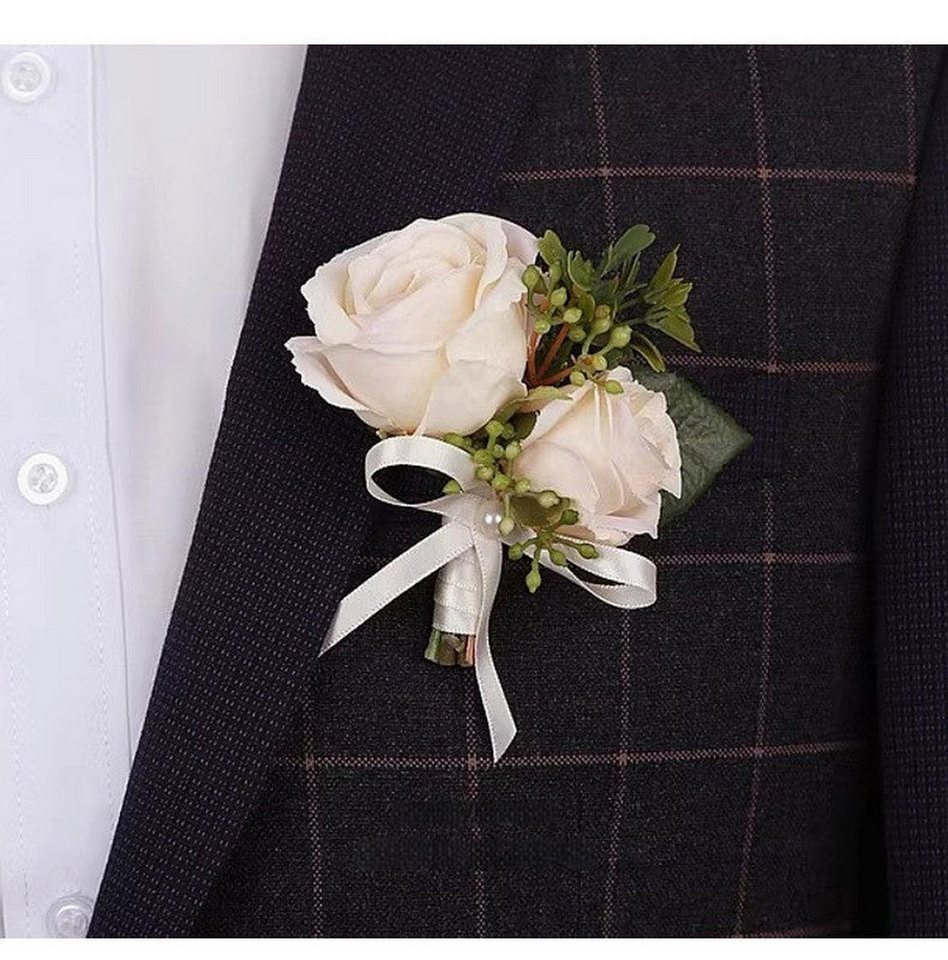 YRIIOMO Ansteckblüte Hochzeits-Corsage für Braut und Bräutigam, künstliche Rosen-Corsage, Hochzeitszubehör von YRIIOMO