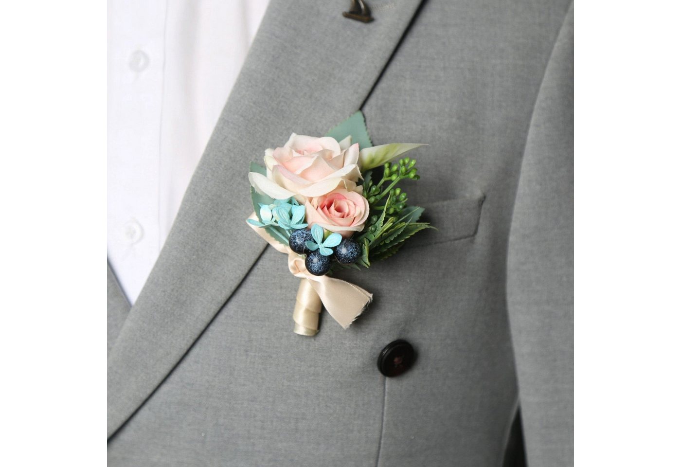 YRIIOMO Ansteckblüte Hochzeitszubehör, Hochzeits-Corsage, Rosen-Corsage, Hochzeits-Rosen, -Corsage, 11 x 8,5 cm von YRIIOMO